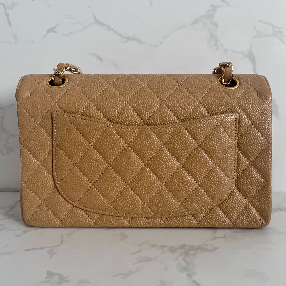 SOLD Vintage Chanel Small Double Flap Dark Beige Caviar - Picture 3 of 13